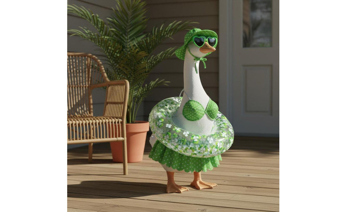 Easy to Wear Porch Goose Swim Float Costume Weather-Resistant Porch Goose Bikini Set Vibrant Colors Duck Statue Bikini Set Long-Lasting Material for Patio, Garden, Poolside