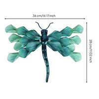 Dragonfly Wall Decoration -Green Metal Dragonfly Decor Spread Extended Limbs for Garden