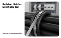 Stainless Steel Wire Tie Automatic-Locking Steel Zip Tie Secure Locking Mechanism Metal Strap Rust Withstand Ant for Mechanics
