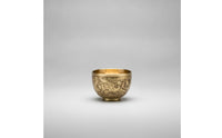 Embossed Cup with Dragon Relief Gold-Toned Brass Cup Footed Chalice Wide-Mouth for Collectors