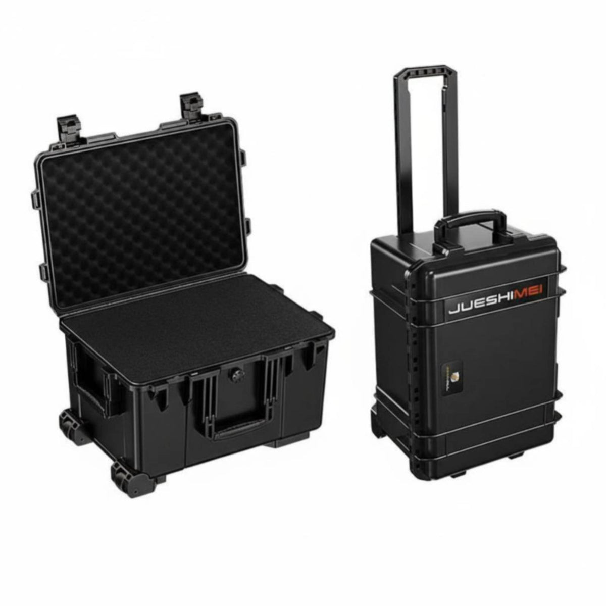 Retractable Handle Wheeled long-lasting container with Foam Large Capacity Rolling travel Chest Secure Latches Equipment Box impact Resistant for Photographers, Videographers, Air Travel, Field Work, at the site Shoots, Storage