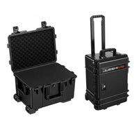 Retractable Handle Wheeled long-lasting container with Foam Large Capacity Rolling travel Chest Secure Latches Equipment Box impact Resistant for Photographers, Videographers, Air Travel, Field Work, at the site Shoots, Storage