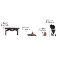 4 Pieces 1/64 Scale Barbecue Scene Collectible Miniature BBQ Set Decorative Diorama Accessory for Hobbyists, Collectors