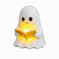 Reading Spirit Lamp Smiling Face Spirit Night Light Resin Material Reading Light Figurine for Bedroom