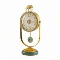 Ceramic Elephant Clock Glazed Golden Tabletop Clock Classic Look Home Decor Timepiece for Tabletop Display