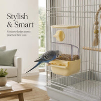 Automatic Bird Feeder and Water Dispenser with Hull Separation and Leak-Proof Design for Parrots