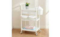 Salon Rolling Trolley Multifunctional Rolling Utility Cart with Drawer Mobile Salon Trolley Swivel 3-Tier Utility Cart Sturdy