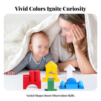 Solid Wood Wooden Building Block Set Educational Wooden Building Blocks Set Shape Recognition for Toddlers, Preschoolers, Preschool, Daycare