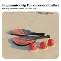 Indoor Outdoor Use Pickleball Set 2 Paddles 4 Balls Long-Lasting Wooden Pickleball Paddle Set Lightweight for Families, Beginners, Park
