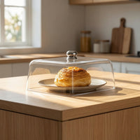 rectangle Dish Cover with Knob Transparent Cake Dome Dustproof Cake Cloche for Kitchen