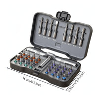 Two-positionPosition Ratchet Screwdriver Kit Compact Screwdriver Kit Hard Case T Handle Driver Set Molded Slots