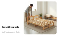 Extendable Wooden Sofa Bed Space-Saving Design Solid Wood Pull out Bed Easily Converts Extendable Daybed with Storage for Small Areas, Apartment
