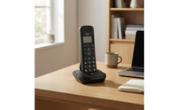 Numeric Keypad DECT Phone Compact Handset and Base Small Display Desktop Cordless Phone Black