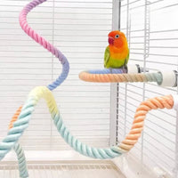 Bendable Rope Perch Easy to Install Bird Cage Climbing Toy Twisted Rope Toy with Metal Screw Fittings Pastel Gradient for Parrots, Small Birds, Budgies