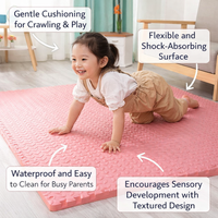 Play Mat Baby Floor with Thick Foam for Kids, Waterproof Wipeable Playpen Surface with Large Tiles, Cushioned EVA Covering Set