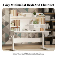 Height Adjustable Kids Desk Rounded Edges Height Adjustable Study Desk Sturdy & Stable Ergonomic children's Writing Table for Students, Girls, Bedroom