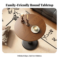 Round Pedestal Side Table Rounded Edges Round Pedestal Table Versatile Design Solid Wood Nightstand for Interior Decorators, Cafe, Small Areas, Study
