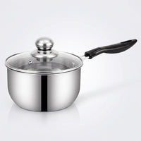 Milk Pan and Stainless Steel Pot with Glass Lid, Small Saucepan for Noodles and Baby Food, 304 Stainless Steel for Electric Hobs, No Coating
