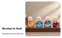 Car Dashboard Monk Decoration Small Size Car Dashboard Decoration Cute Monk Statue Non-Fading Meditative Design Resin Figurine