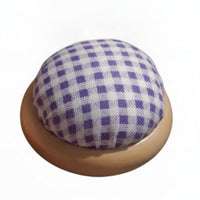 Wooden Base Pin Cushion Plaid Pin Cushion Sewing Accessory for Crafters, Beginners