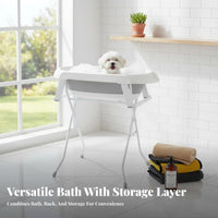 Elevated Foldable Pet Bath Space-Saving Foldable Pet Bathtub Ergonomic Height Portable Dog Washing Station for Small Dogs, Infants, Travel, Outdoor