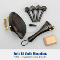 Ebony, Rosewood, Jujube Violin Accessories Set, Complete Kit, Chinrest Peg Tailpiece Endpin