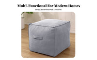 DIY Filling Unstuffed Pouf Cover Storage Solution Unstuffed Ottoman Slipcover Space Saving Floor Cushion Case Multifunctional for Homeowners, Students, Living Room, Playroom, Reading Nook, Entryway