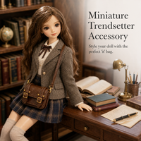 Miniature School Style Crossbody Bag for OB11 1/6 BJD Cotton Dolls
