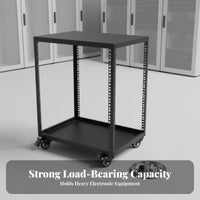 Open Frame Server Metal Rack Construction Rolling Audio Equipment Cart Heavy Duty Rolling Server Rack for DJs, Artists, Studio, KTV, Stage