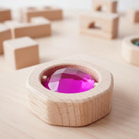 15 Pieces Translucent Gem Block Fine Motor Skills Wooden Gem Blocks Sunlight Rainbow Effect Acrylic Color Blocks for Young Children