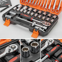 37 Pieces Organized Automotive Repair Tool Kit Portable Socket and Wrench Set Compact Socket Set Sturdy for Roadside Emergency