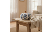 Floral Textile Pumpkin Shabby Chic Stuffed Pumpkin Soft Decorative Pumpkins Artisan-Made for Mantel