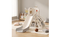 Slide with Basketball Hoop Rounded Corners Indoor Slide Playset with Basketball Hoop for Young Children, Playroom, Living Room, Nursery