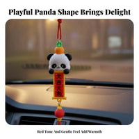 Good Fortune Symbol Chinese New Year Car Charm Easy to Hang Cartoon Panda Car Ornament for Drivers, Women, Office, Christmas Tree