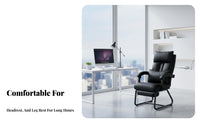 Adjustable Recline Padded Armchair Comfortable Padding Sled Base Recliner with Footrest Ergonomic Design Office Chair High Load Capacity for Home Workers, Executives, Homeowners, Study Room, Lounge, Reception Area