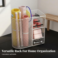Exercise Mat Storage Rack With Wheels Home Gym Equipment Organizer Multi-Functional Home Gym Organizer