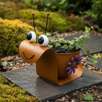 Metal Planter Decorative Flower Pot Whimsical Design for Balcony