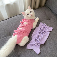 Post-Surgery Cat Clothing, Sleeveless Tie Closure Recovery Suit Cats, Unisex Anti-Licking Suit Post Abdominal Surgery with Adjustable Strap Suit