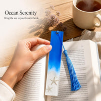 Ocean Style Resin Bookmark with Tassel, Handmade Stationery Gift