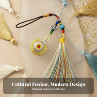 Hand-Woven Rotating Astrological Tassel Charm Ethnic Design Car Hanging Ornament for Feng Shui Followers, Adults, Backpack, Home