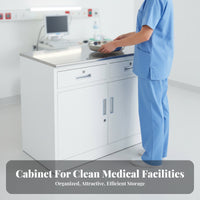 Multi-Functional Storage Oral Health Medical Cabinet Waterproof Medical Sink Cabinet Adjustable Shelves Medical Treatment Counter Wood Grain Finish for Dentists, Beauticians, Hospital, Beauty Salon, Laboratory