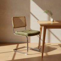 Retro Design Cantilever Woven-Back Chair Multi-Purpose Seating Furniture Ergonomic Backrest Commercial Grade for Design Enthusiasts, Cafe Owners, Facility Managers, Dining Room, Restaurants, Home Office