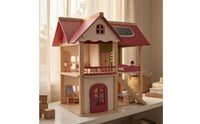 Wooden Dollhouse Balcony Open-Frame Dollhouse Decorative Backboard Kids Toy for Children