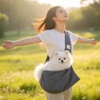 Crossbody Pet Pouch Storage Pockets Adjustable Shoulder Pet Carrier Front Pocket Cat Crossbody Bag for Travel, Outdoor, Shopping