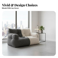No Assembly Required Beanbag Sofa High-Density Filling Upholstered Foam Couch Removable and Washable Cover Lounge Seating Maintains Shape for Students, Young Adults, Bedroom, Dorm Room, Small Apartment, Reading Corner