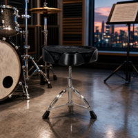 Drum Stool with Saddle Seat Velvet Saddle Drum Throne Height Adjustable Furniture for Drummers, Percussionists, Stage, Audio Production Studios