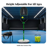 Height Adjustable Solo Tennis Coach Improves Hand-Eye Coordination Tennis Self-Coach Anti-Winding Design for Children, Home, Outdoor, Indoor