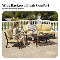 Modern Nordic aesthetic 4-Piece Sofa and Armchair Set Rust-Resistant Outdoor Furniture All-Weather Patio Seating Thick paddings for Villa Owners, Garden lovers, Courtyard, rearyard, Balcony, waterside
