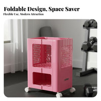 Movable & Lockable Wheels Exercise Mat Storage Rack Multi-Functional Exercise Mat Holder Cart Space Saving Rolling Workout Equipment Organizer Large Capacity for Living Room