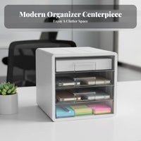 Easy Organization Desktop File Organizer Space Saving Multi-Layer Document Tray Large Capacity A4 Paper Organizer Box Multifunctional for Students, Home Workers, Women, Desk, Study Room, Dressing Table
